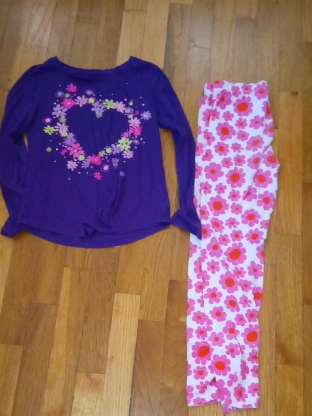 girl large 10/12 long sleeve and flower print leggings